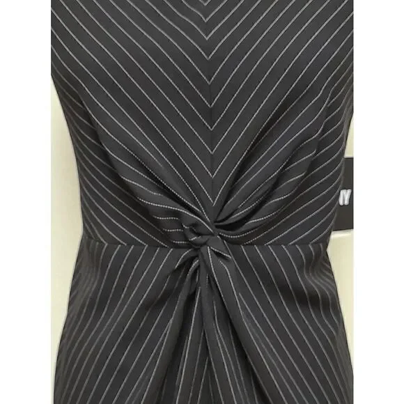 DKNY Pinstripe Sleeveless Twist-Front Business Top SIZE L MSRP $69 NEW WITH TAGS - Picture 8 of 12